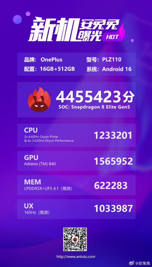 OnePlus 15T AnTuTu