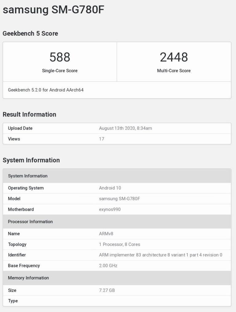 exynos 990 geekbench 4