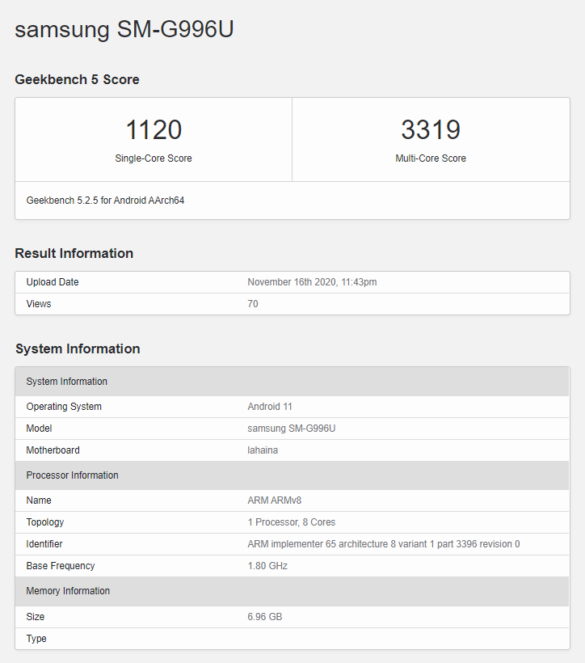 galaxy s21 geekbench 5