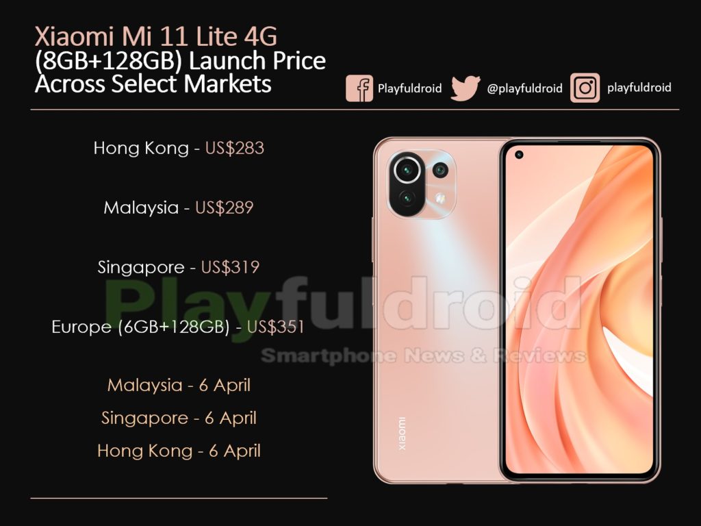 Xiaomi Mi 11 Lite 4G Sales Date & Pricing